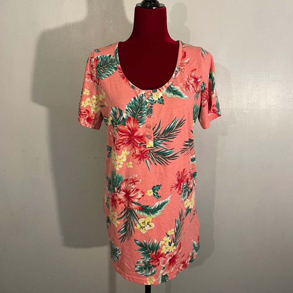 ROAMAN'S Floral Top Short Sleeve Shirt Size 14/16 M